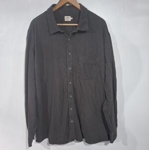 Faherty Men’s 2XL Button Up Shirt Soft Knit Organic Cotton Dark Wash Grey Casual